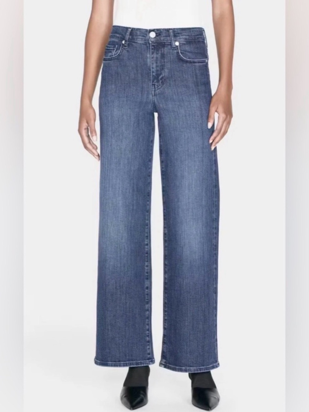 Frame Denim Wide Leg Jeans in Medium Blue